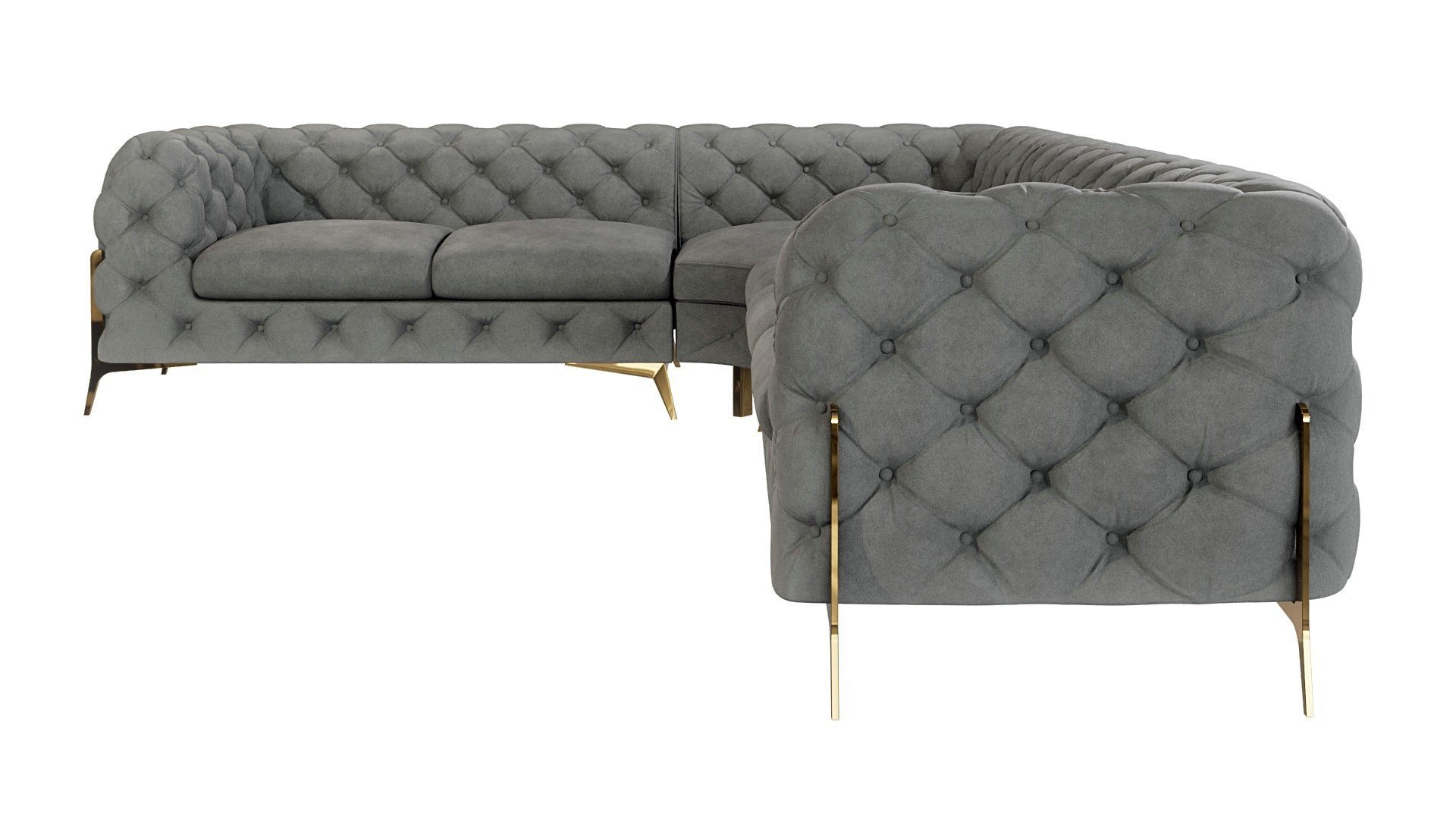 S-Style Möbel Ecksofa Ashley, Chesterfield mit Goldenen Metall Füßen, mit W günstig online kaufen