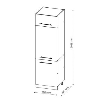 Vicco Kühlumbauschrank Küchenhochschrank Fame-Line 60 cm Weiß Goldkraft