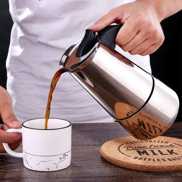 Kpaloft Espressokocher Kaffeekocher, Kaffeekanne, Kaffeebereiter, Edelstahl, 9 Tassen, 450 ml