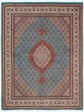 Orientteppich Perser - Täbriz - 202 x 150 cm - türkis, morgenland, rechteckig, Höhe: 10 mm, Wohnzimmer, Handgeknüpft, Einzelstück mit Zertifikat