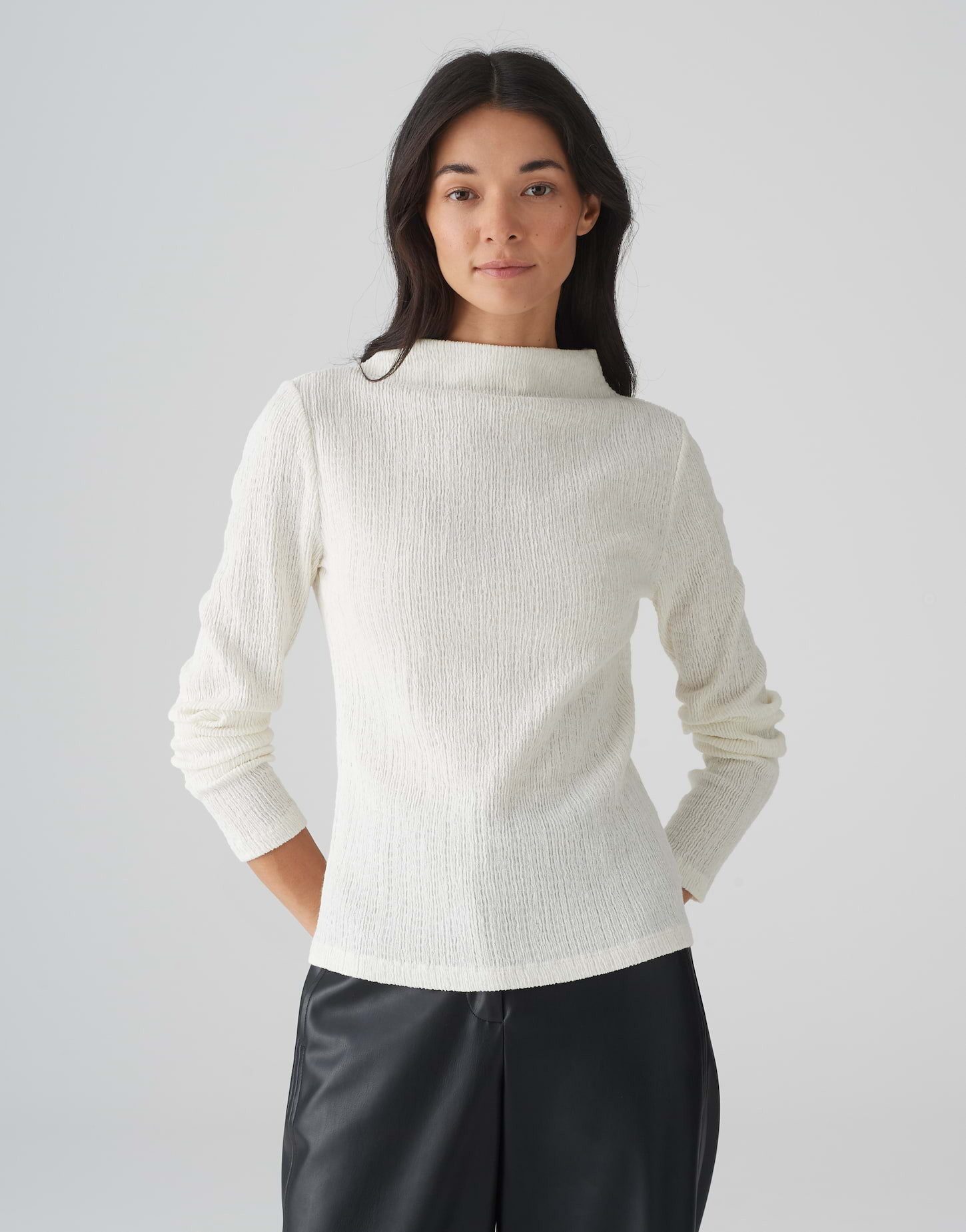 Langarmshirt Strukturiertes Shirt SUNNEL Slim aus Baumwoll Mix