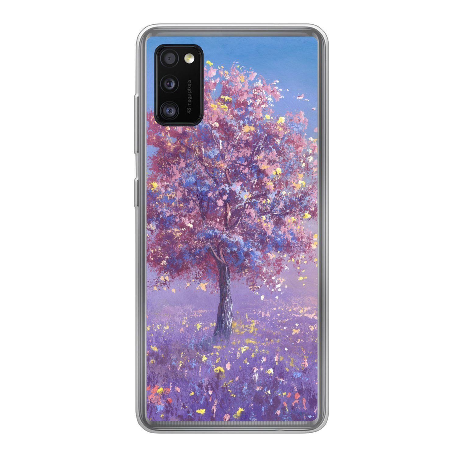 MuchoWow Handyhülle für Samsung Galaxy A41 Baum - Sommer - Rosa, Smartphone-Bumper, Print, Handy Schutzhülle Dünn