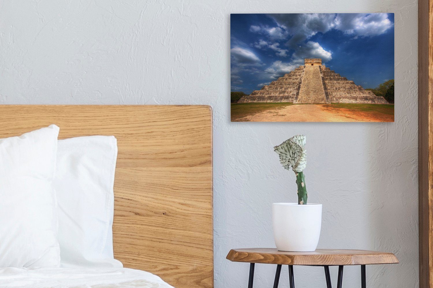 Aufhängefertig, (1 in Mexiko, OneMillionCanvasses® in Chichén 30x20 Maya-Pyramide Leinwandbild von Leinwandbilder, Wanddeko, Kukulkan Itzá St), cm Wandbild