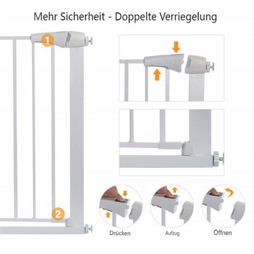 MAEREX Türschutzgitter (Absperrgitter Treppengitter Kindergitter Haustier 75-103 cm), 90° Automatisches Schließen, ohne Bohren