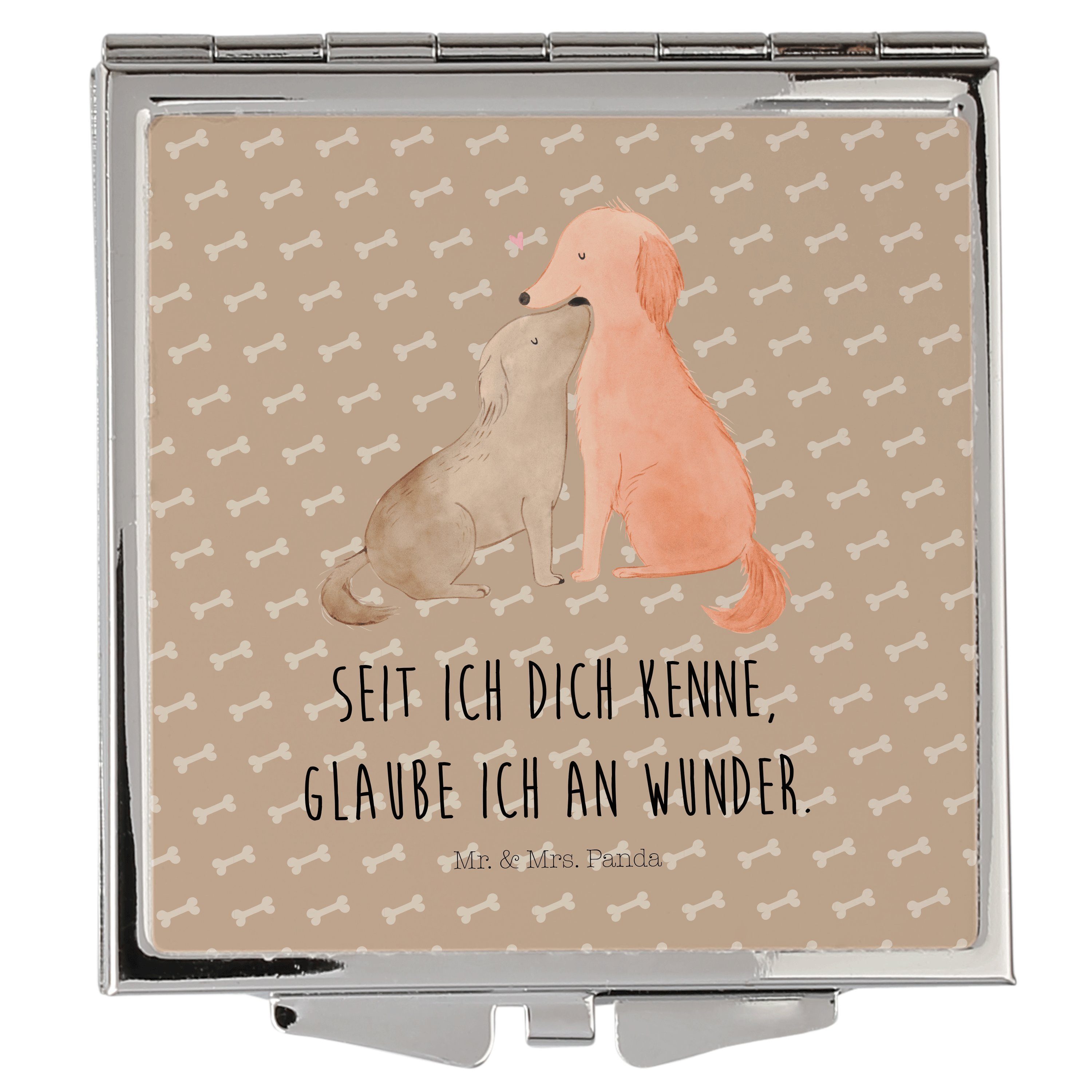 Mr. & Mrs. Panda Kosmetikspiegel Hunde Liebe - Hundeglück - Geschenk, Kuscheln, Spiegel, Sprüche, Hund (1-St)