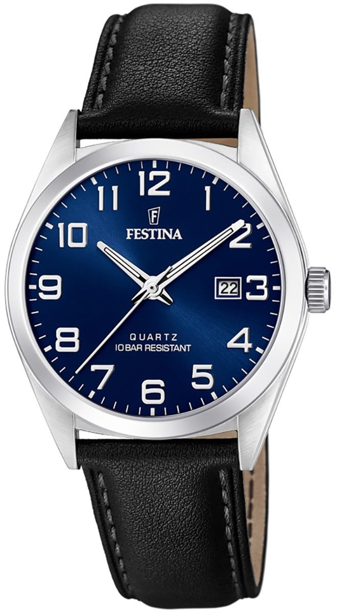 Festina Quarzuhr Festina Herren Uhr F20446/2 Quarz Leder, (Analoguhr), Herren Armbanduhr rund, Lederarmband schwarz