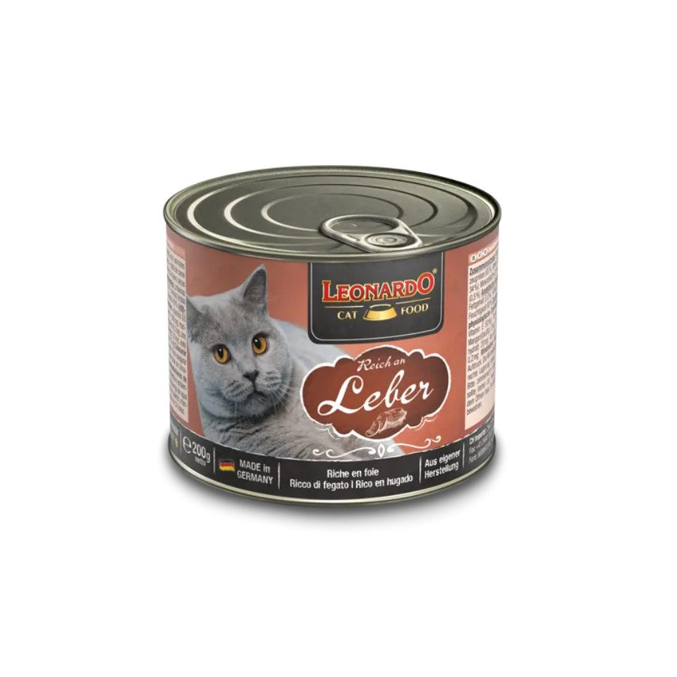 Leonardo Catfood Leber - hochwertiges Nassfutter ohne Getreide & Zuckerzusatz 6x200g, Nassfutter für: Katzen