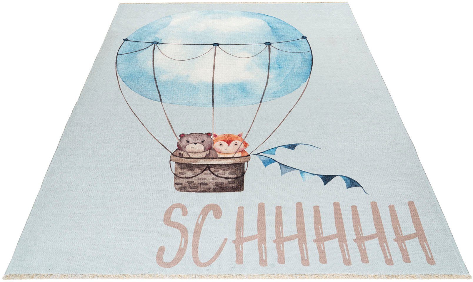 Obsession Kinderteppich My Greta 601, rechteckig, Höhe: 6 mm, Kurzflor, Motiv Heißluftballon, mit Fransen, Kinderzimmer