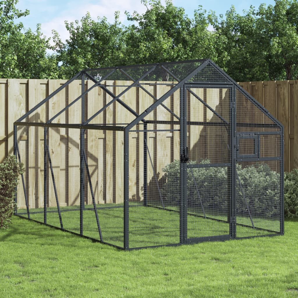 vidaXL Voliere 179 x 3 x 185 m Käfig Gehege Aussen Vogelkäfig Anthrazit 1,79x3x1,85 m