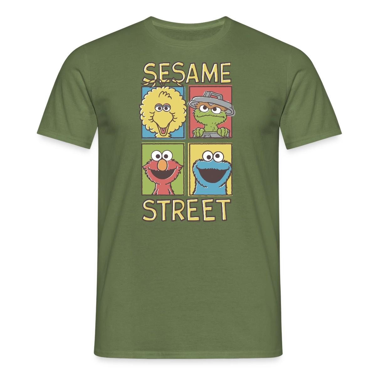Spreadshirt T-Shirt Sesamstraße Bibo, Oscar, Elmo, Krümelmonster Männer T-Shirt (1-tlg)