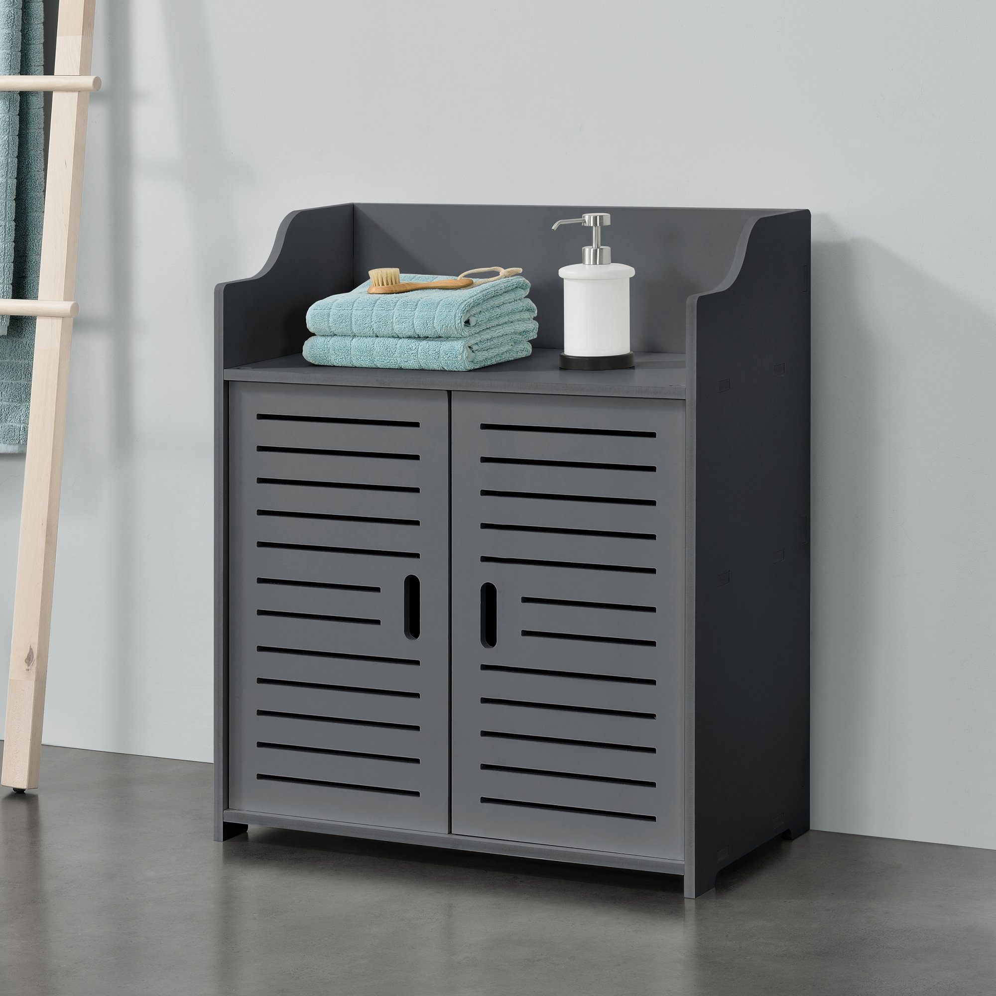 en.casa Midischrank »Trosa« Badezimmerschrank, 72x60x32cm, Dunkelgrau günstig online kaufen