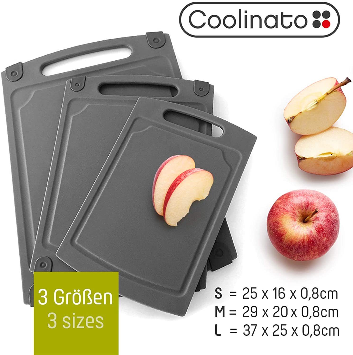 Coolinato Schneidebrett 3tlg Set versch Grössen grau – Bild 5 von 5