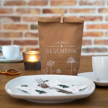 Eine der Guten Verlag Geschenkpapier 24 Geschenktüten - "ein Geschenk" - mit 24 FSC-Holz Miniklammern