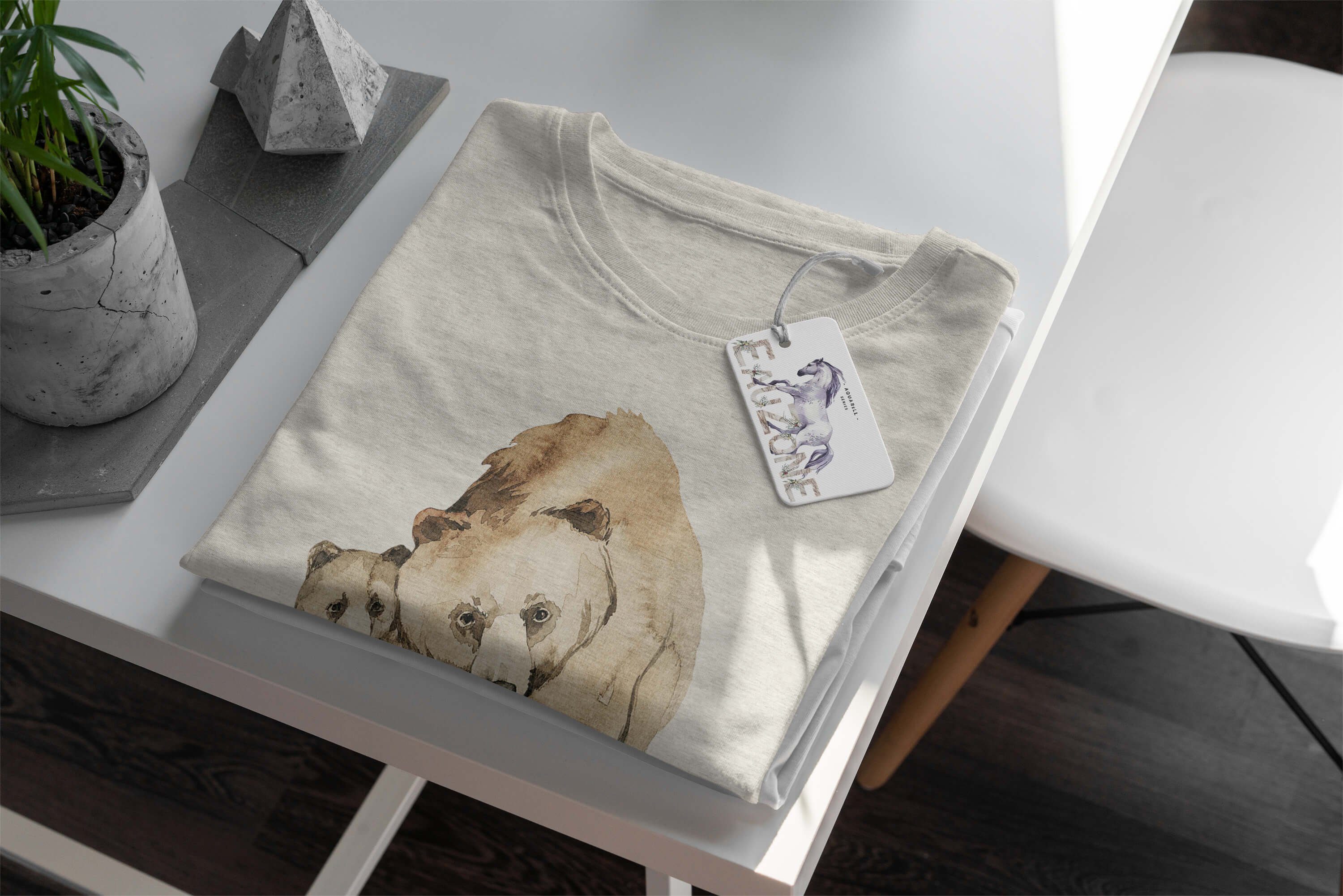 Bio-Baumwolle Ökomode Bären Herren Sinus gekämmte Motiv T-Shirt T-Shirt Nachhaltig aus (1-tlg) Art Shirt Aquarell Mama 100%