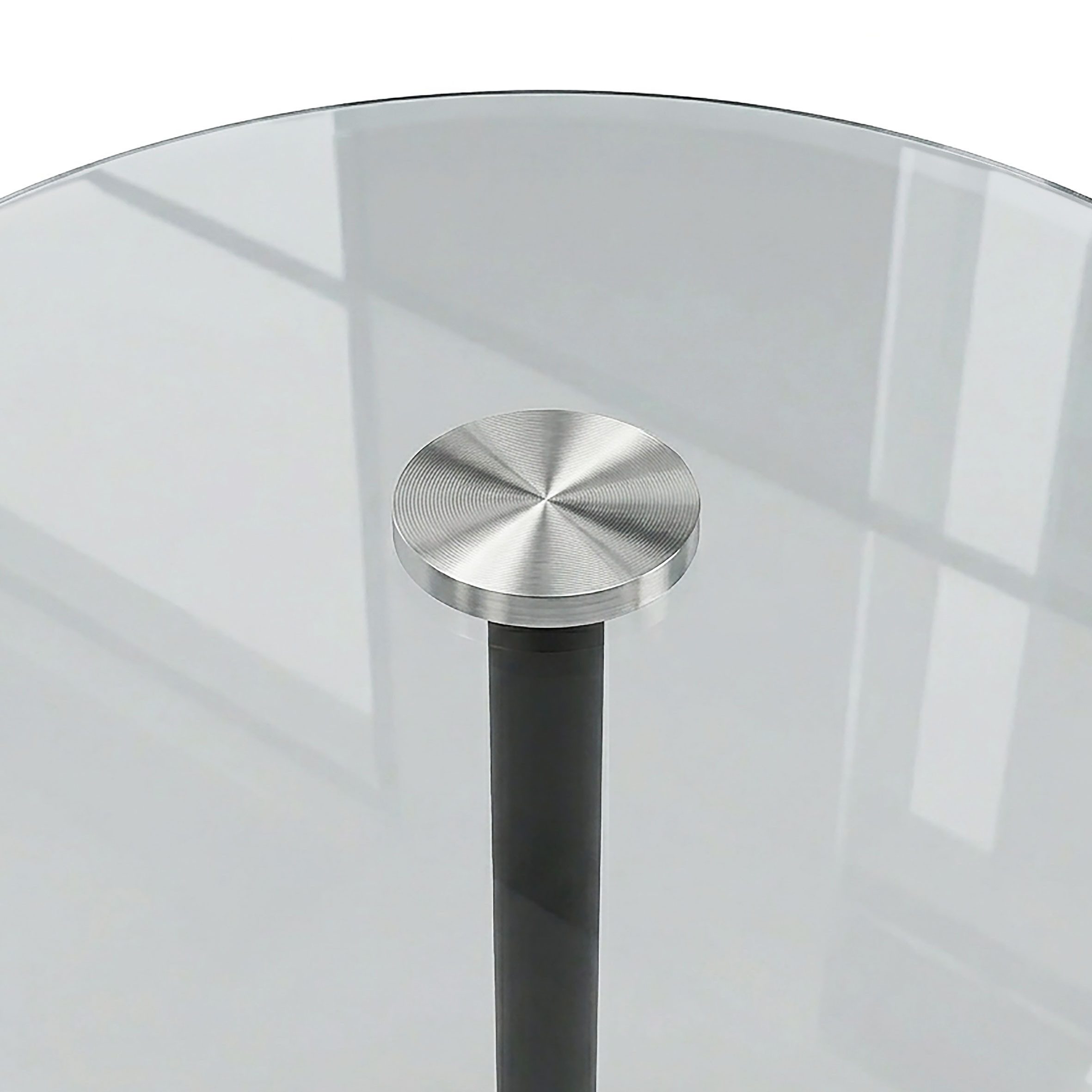 Spetebo Beistelltisch Metall Beistelltisch rund mit Glasplatte (H 53 x Ø 35 cm, 1-St., 1x Couchtisch), Standfuß von ca. 27 cm Durchmesser – Bild 4 von 5