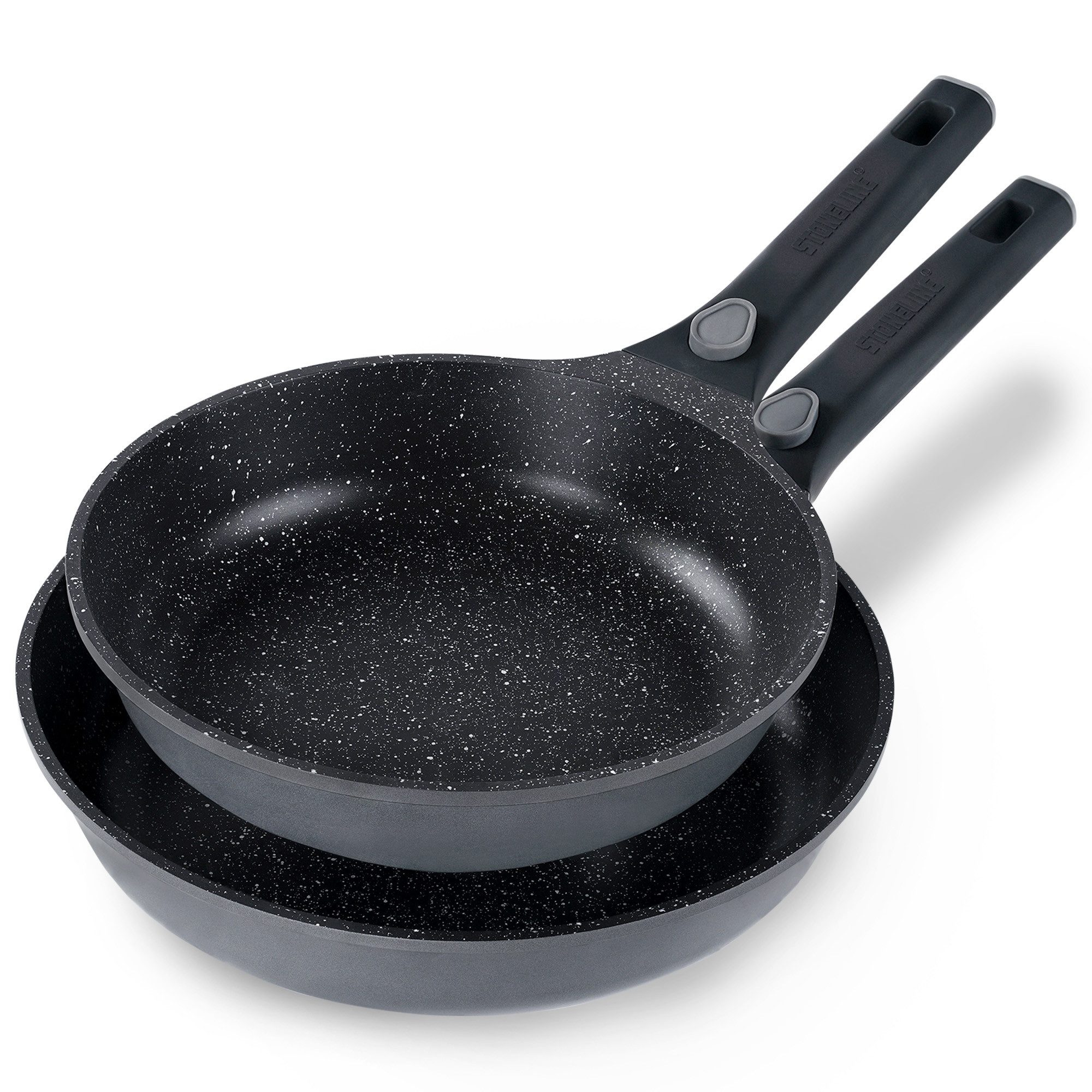STONELINE Pfannen-Set, Aluminiumguss (2-tlg), mit echten Steinpartikeln, induktionsgeeignet, Designed in Germany