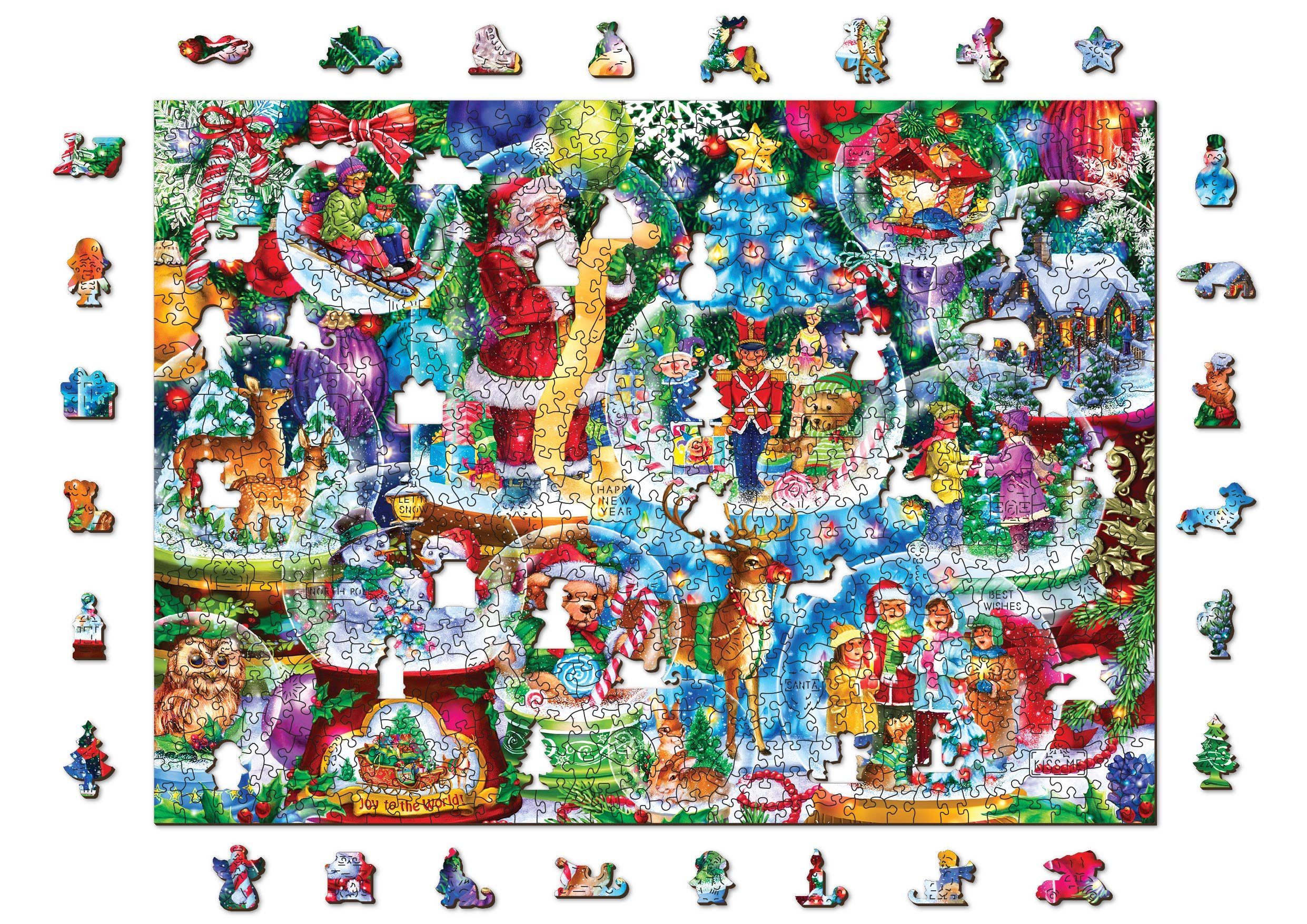 Wooden City Puzzle Holzpuzzle Christmas Snowballs Weihnachten, 750 Teile, Holzbausatz, 750 Puzzleteile, 3D Holzpuzzle