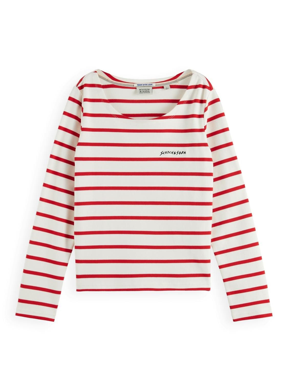 Scotch & Soda T-Shirt Breton striped longlseeve T-shirt, Amp Red