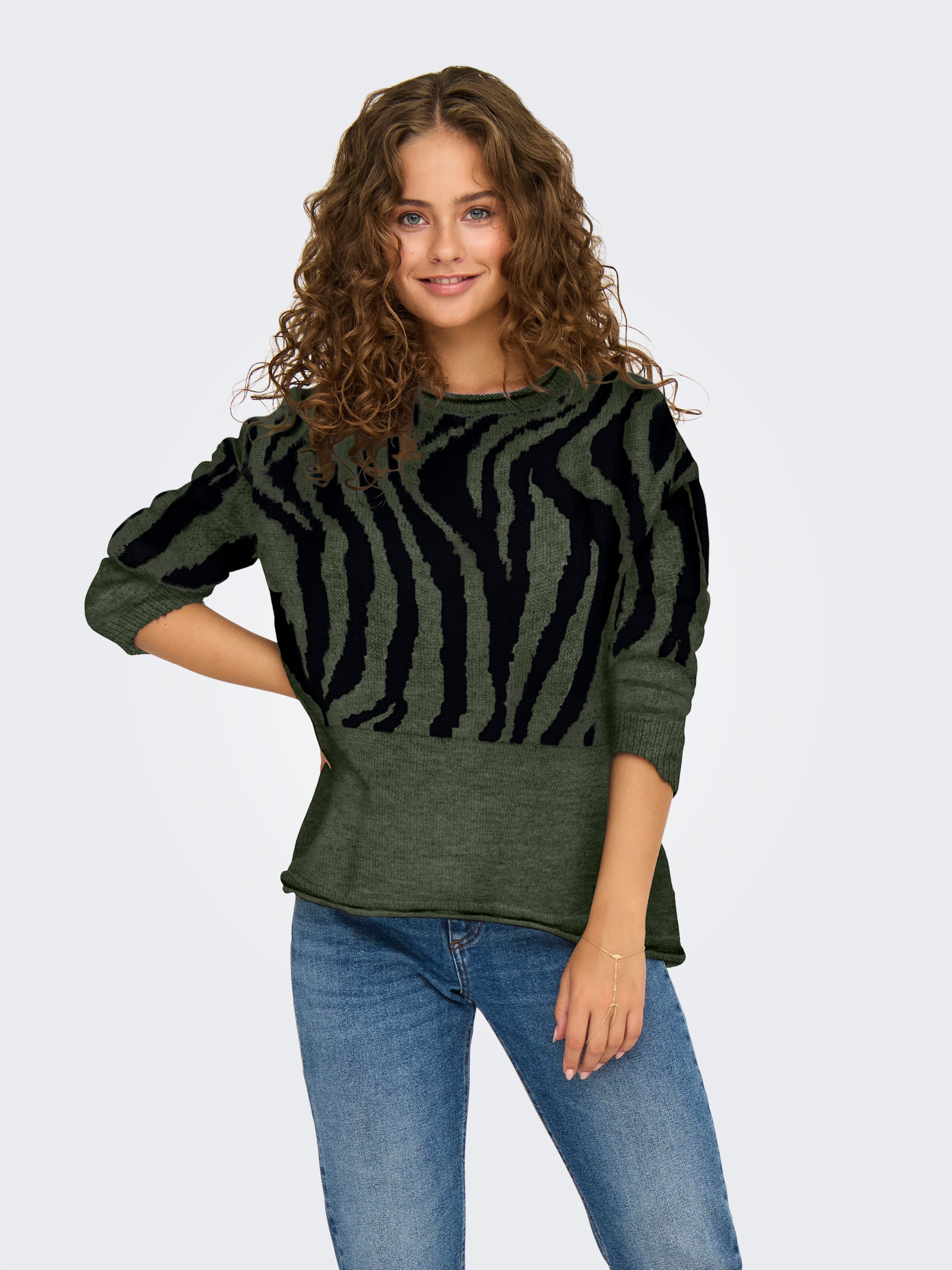 ONLY Rundhalspullover ONLJADE ANIMAL LS O-NECK NOOS KNT günstig online kaufen
