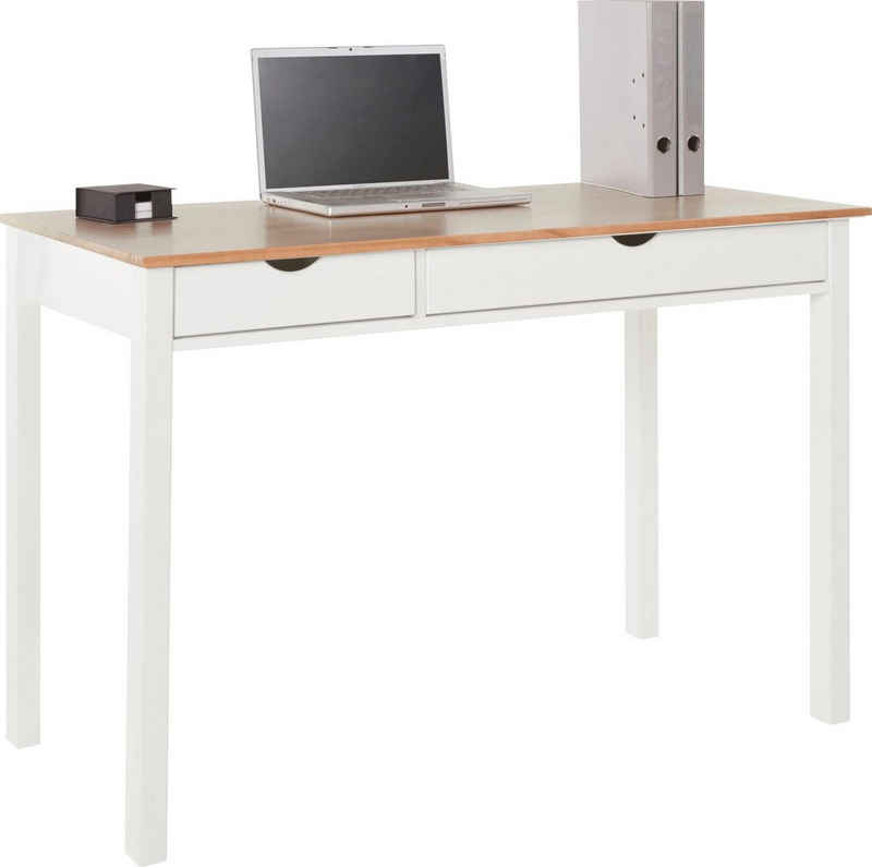 my home Schreibtisch »Gava«, aus massivem Kiefernholz und schönen eingefrästen Griffmulden, Breite 120 cm