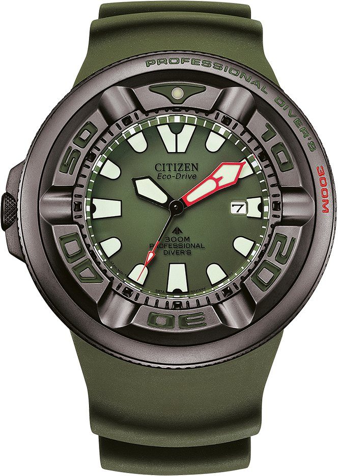 Citizen Taucheruhr Promaster Professional Diver 300 BJ8057 17X Armbanduhr Herrenuhr Solar bis 30 bar wasserdicht Datum Mit Batterie Entladungsanzeige