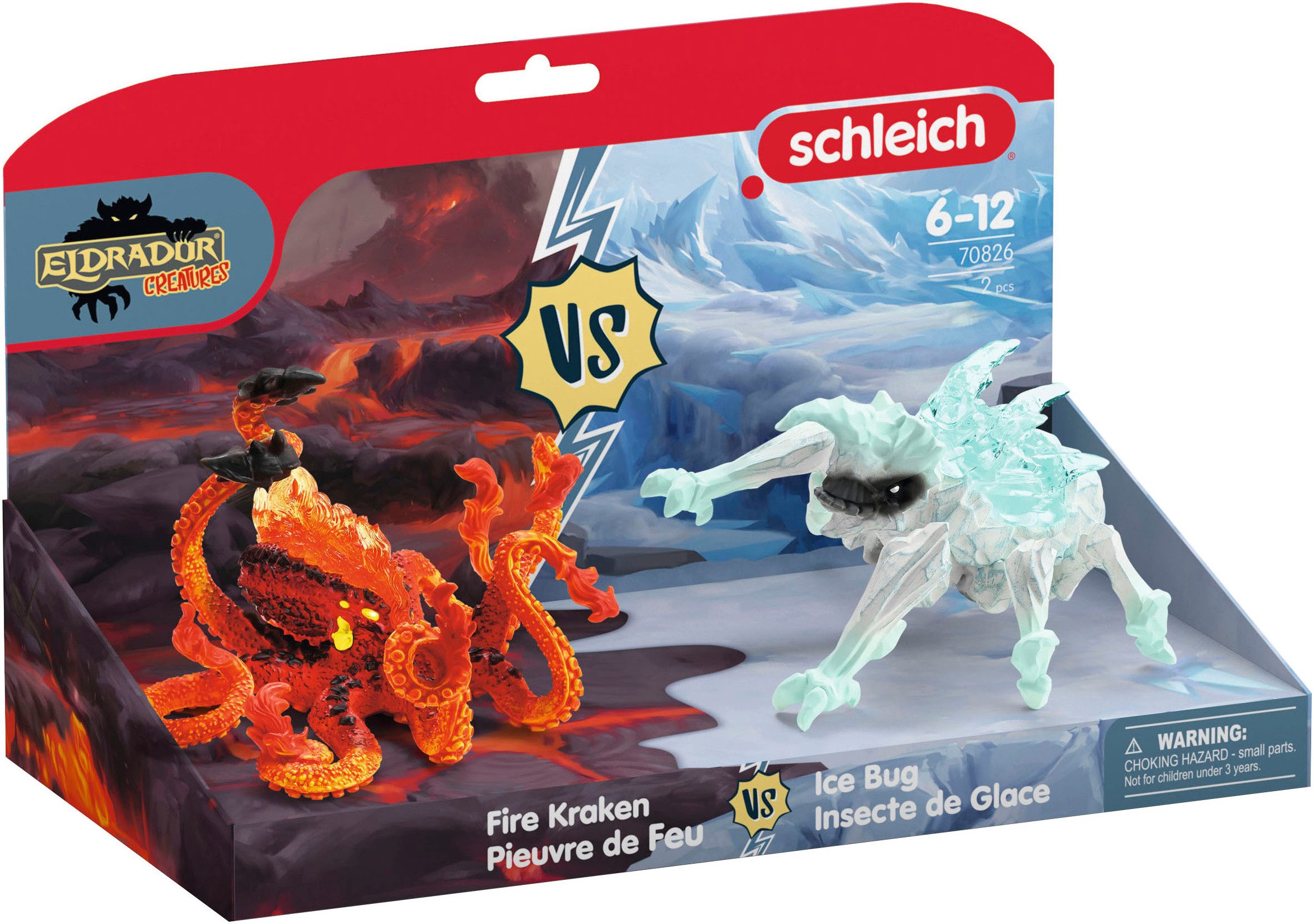 Schleich® Spielfigur ELDRADOR® CREATURES, Eiskäfer vs. Feuerkrake (70826)