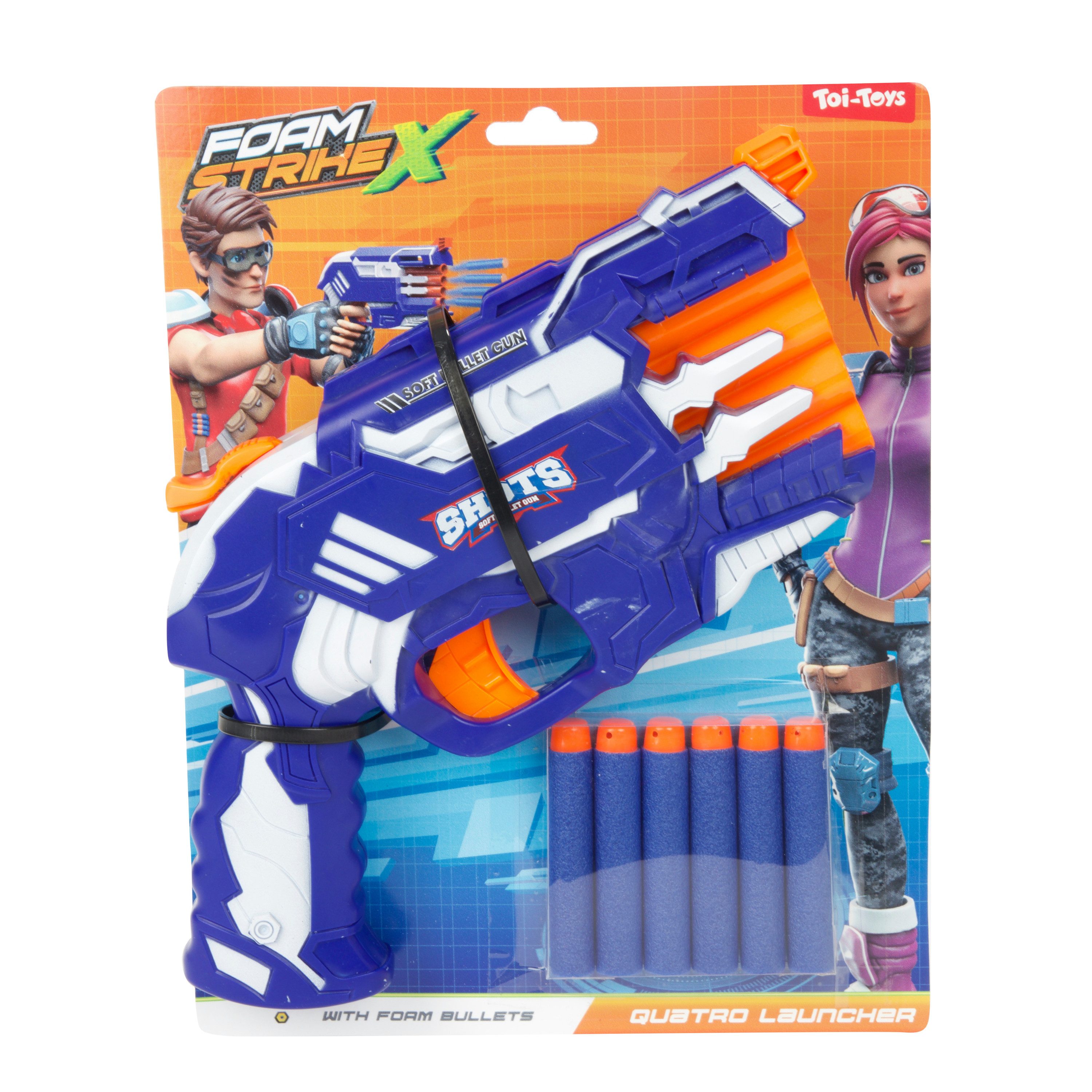 Toi-Toys Blaster FOAM STRIKEX - Pistole 4 Schuss mit 5 Schaumstoffpfeilen