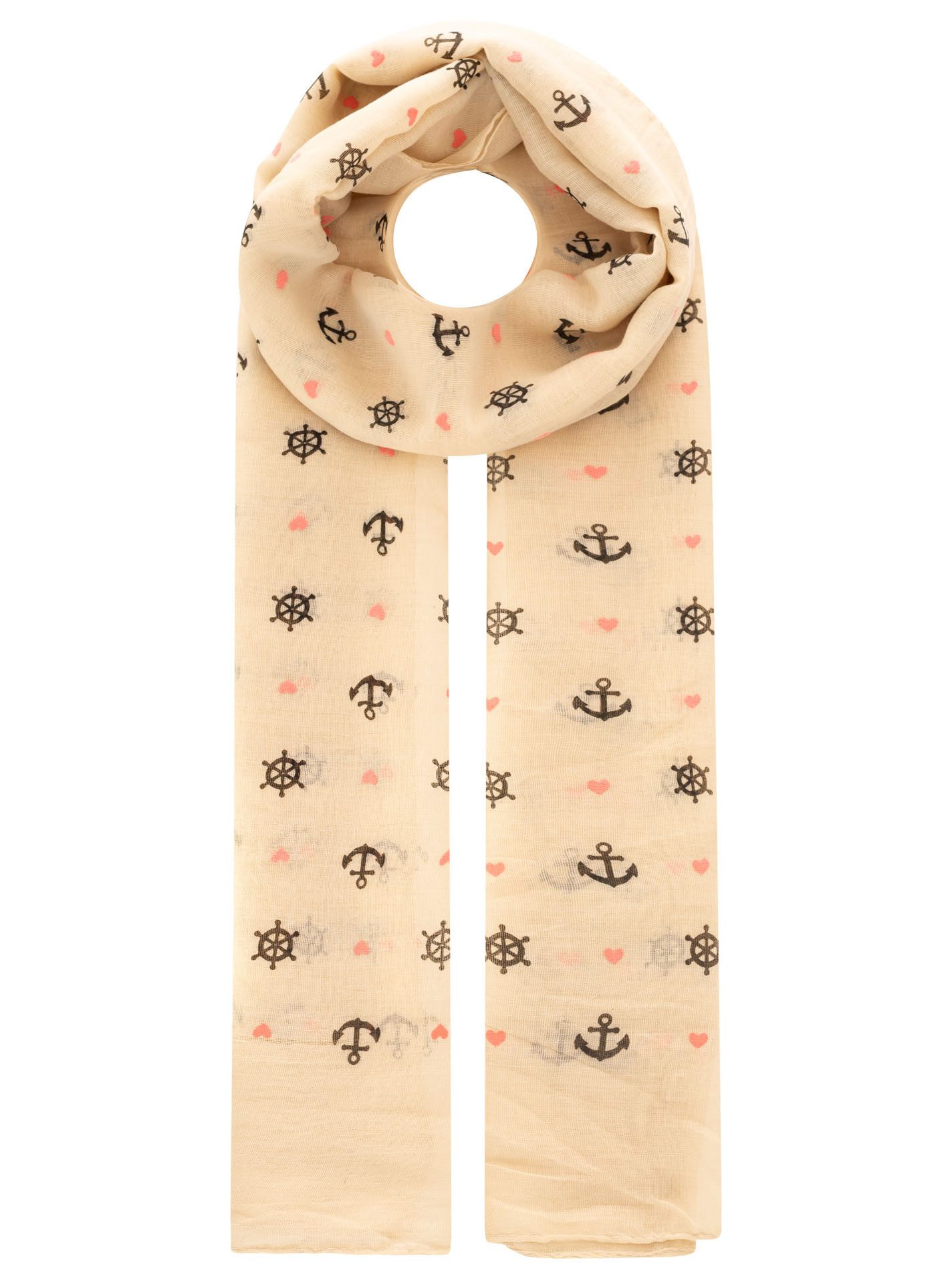 Zwillingsherz Schal "Anker", Ankermotiv, leichter Stoff, maritimer Look