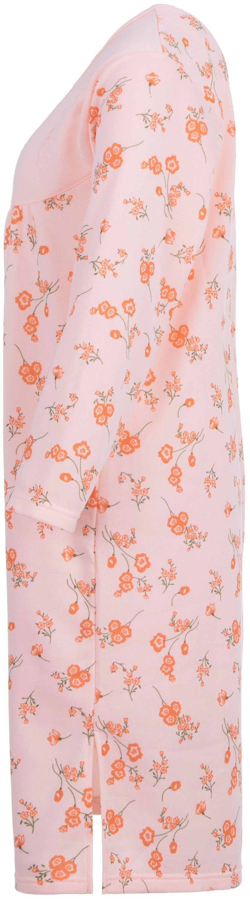Nachthemd zeitlos Blumen Thermo - apricot Stickerei mit Nachthemd