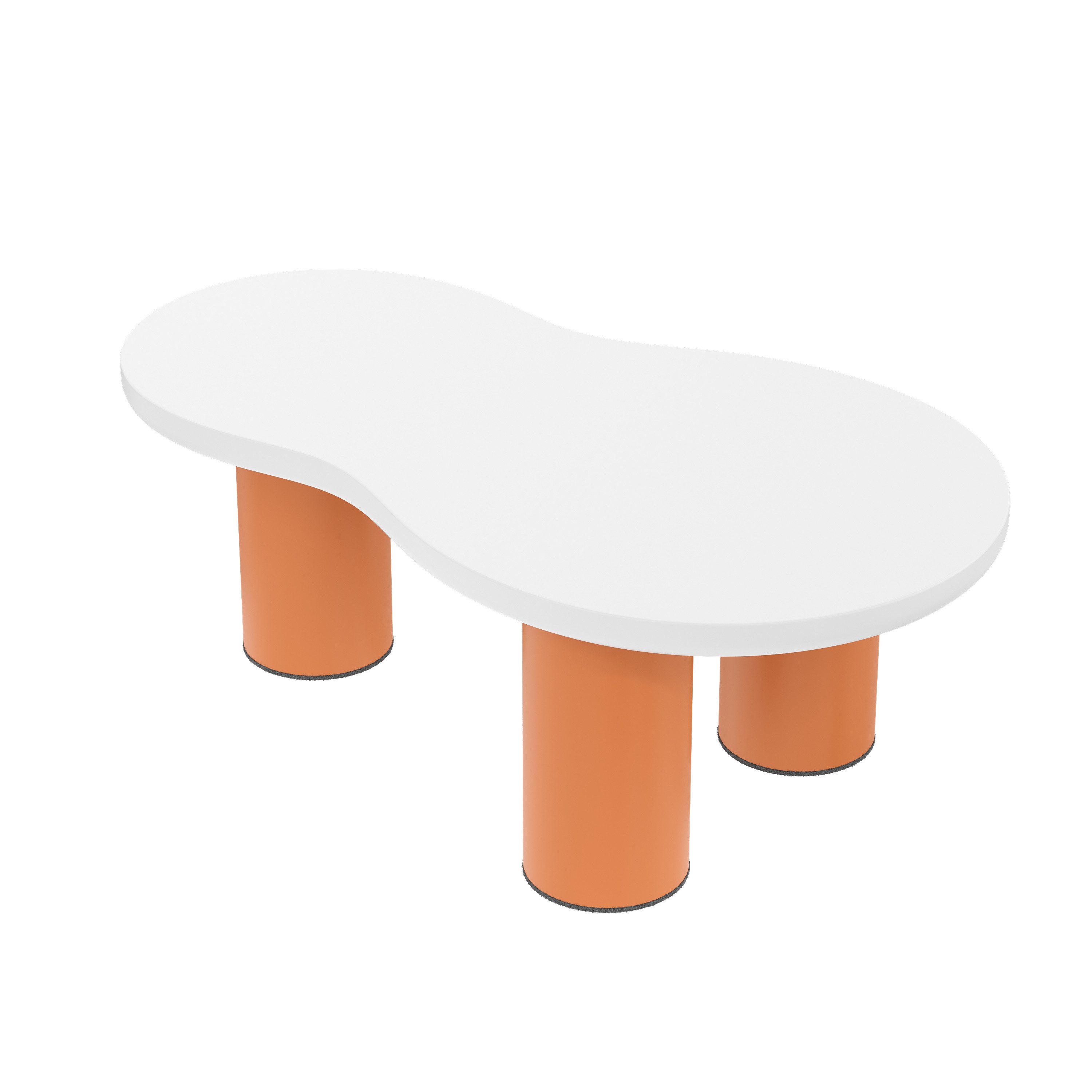HAUSS SPOLE Couchtisch Wolkenförmiger Couchtisch, 99,5x43~58x5,5 cm, MDF-Platte, PVC-Beine (Wolkenförmige Wohnzimmertisch, Kaffetisch, 1-St., Kontrastierendes Design in Orange und Weiß), mit lackierte MDF-Platte und PVC-Beine