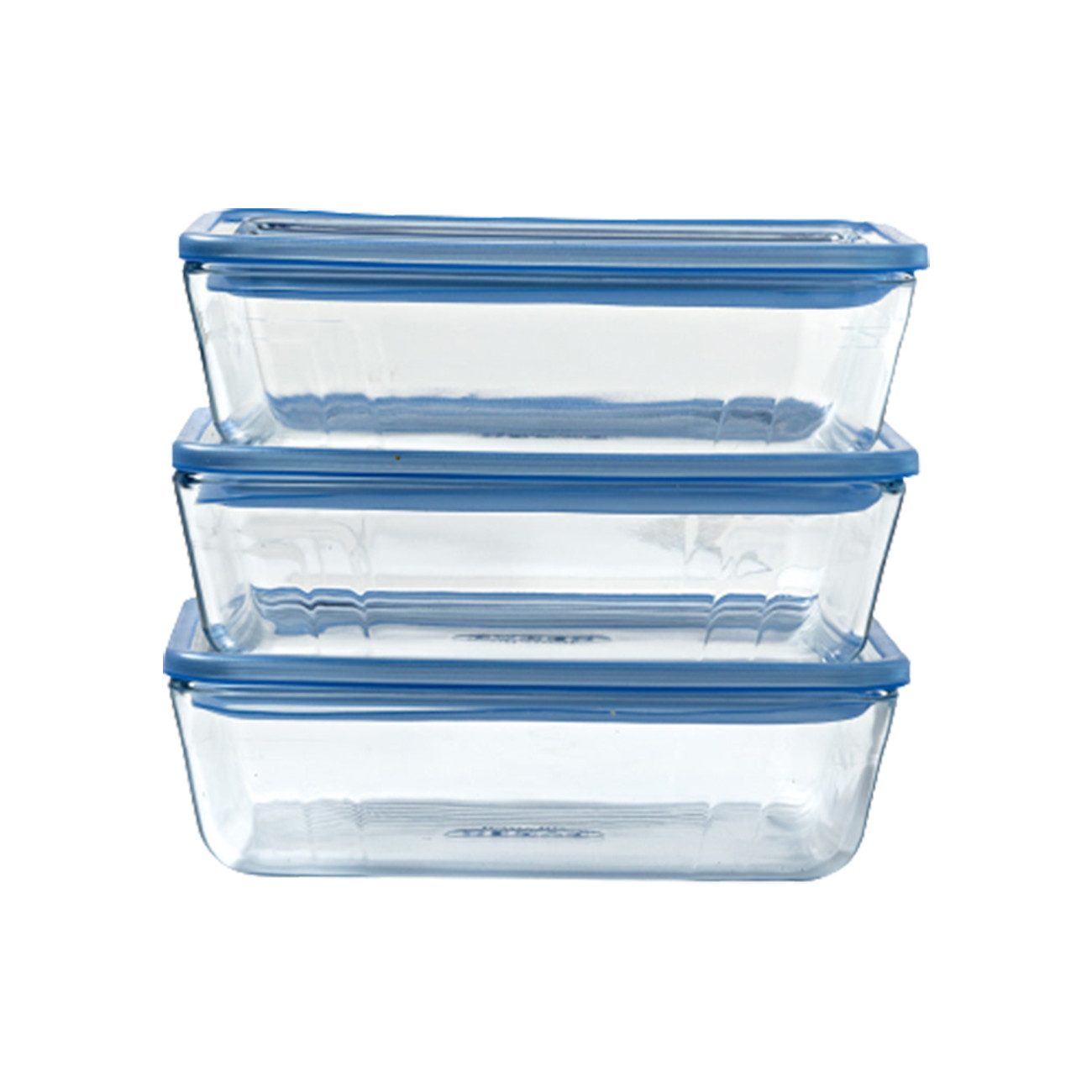 PYREX Frischhaltedose Zero Plastic - Bundle bestehend aus 3 Frischhaltedosen 1,5l, (3er-Set, 3er-Set, rechteckige Form, inkl. Glasdeckel), Zero Plastic, nachhaltiges Glas-Set