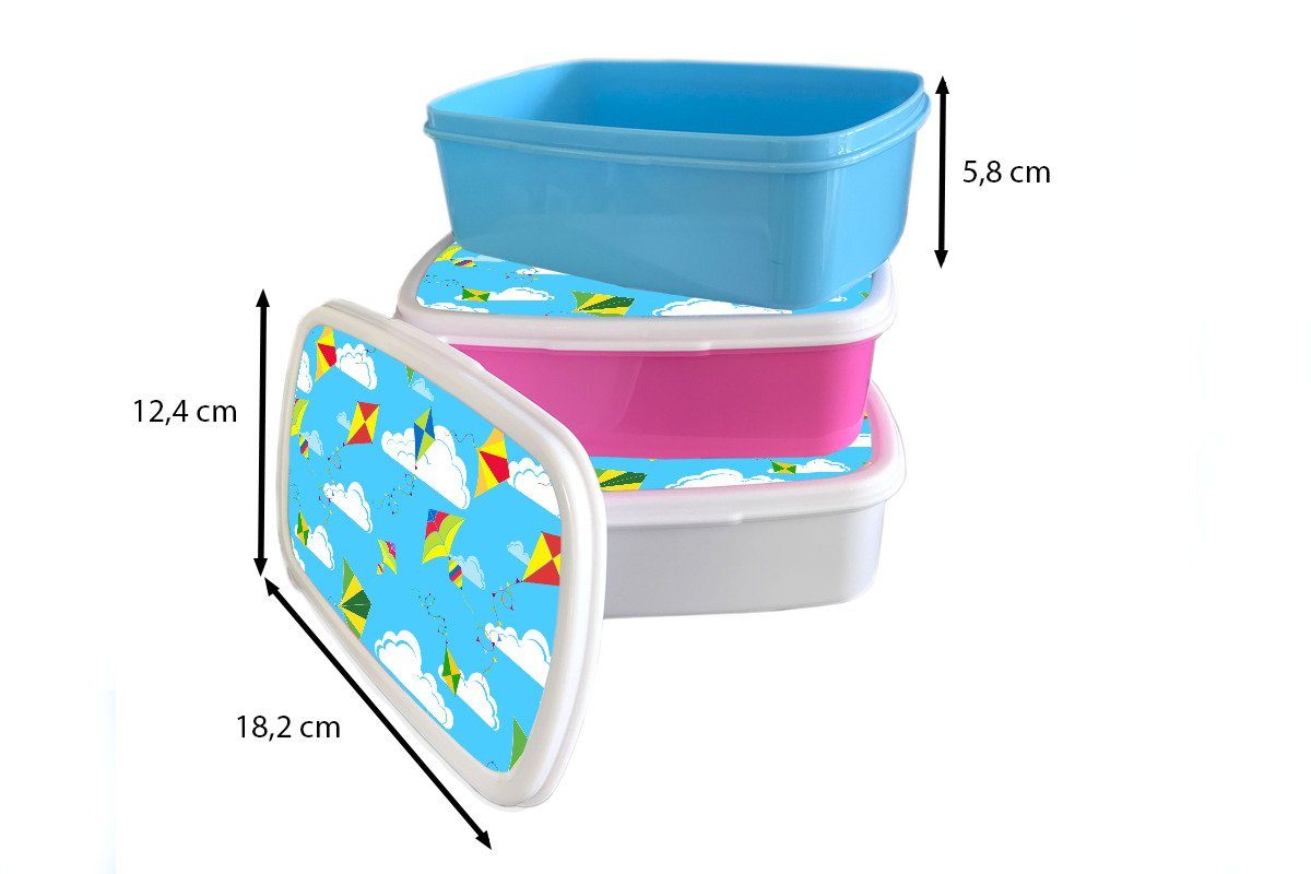 Drachen - Lunchbox Muster, Brotbox Snackbox, Erwachsene, (2-tlg), Kinder, Kunststoff rosa für Kunststoff, - Mädchen, MuchoWow Brotdose Sommer