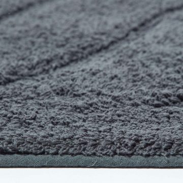 Badematte 2 teiliges Luxus Badematten Set 100% Baumwolle grau Homescapes, Höhe 30 mm