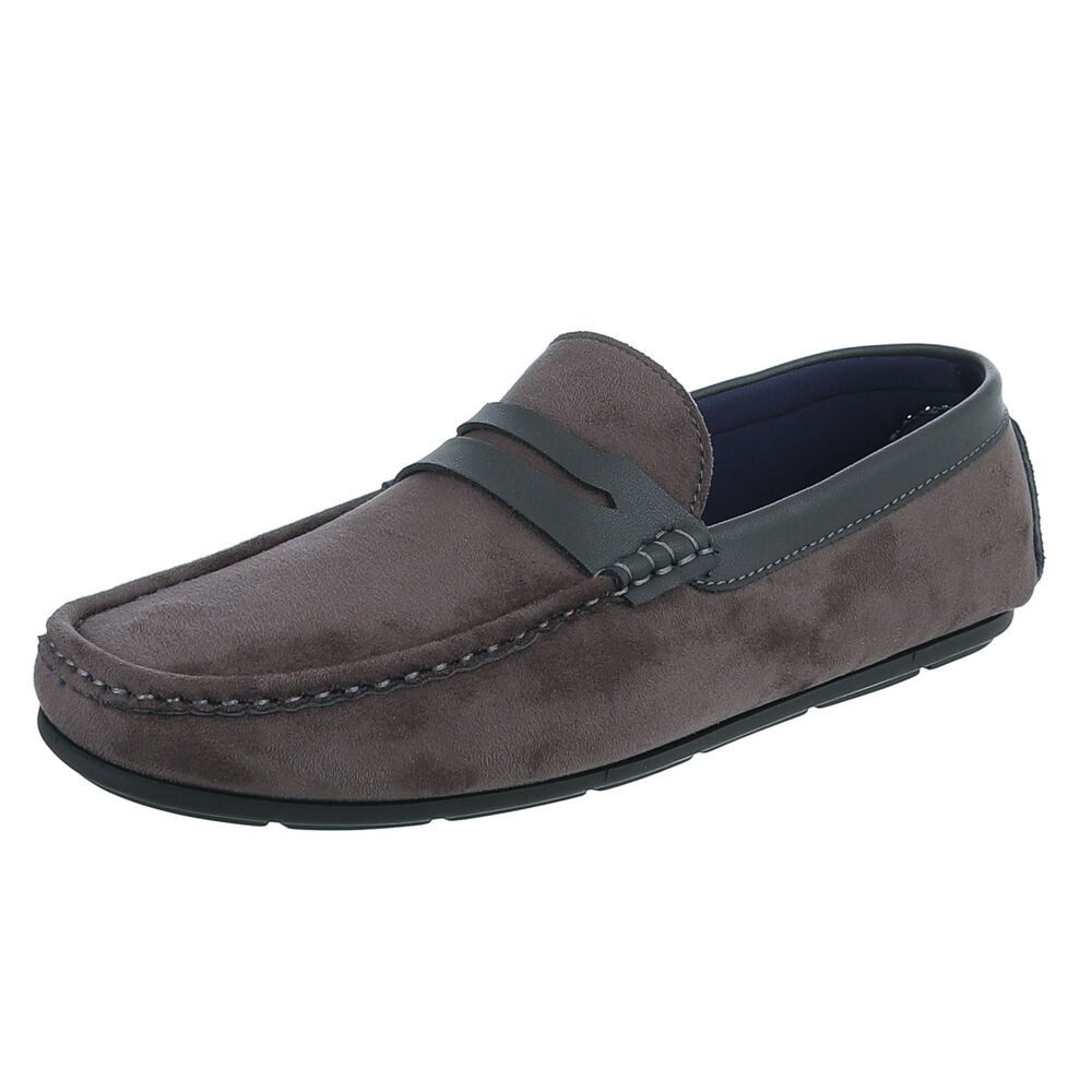Coolwalk Herren Loafer Slipper in Veloursleder-Optik Slipper (91563765) Flach Slipper in Dunkelgrau