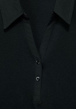 Cecil Poloshirt Cecil Basic Poloshirt in Unifarbe in Black (1-tlg) Körpernah geschnitten