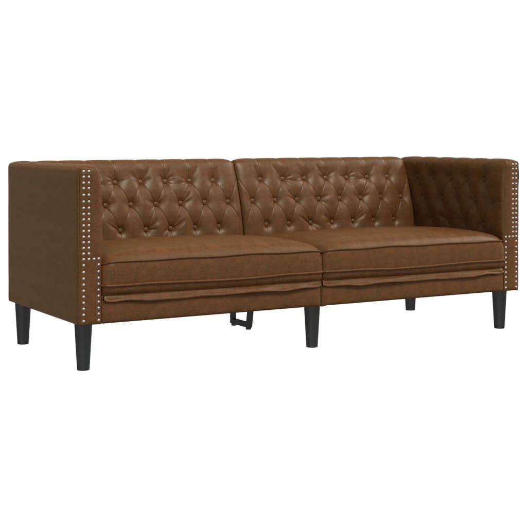 vidaXL Sofa Chesterfield-Sofa 3-Sitzer Braun Kunstleder günstig online kaufen