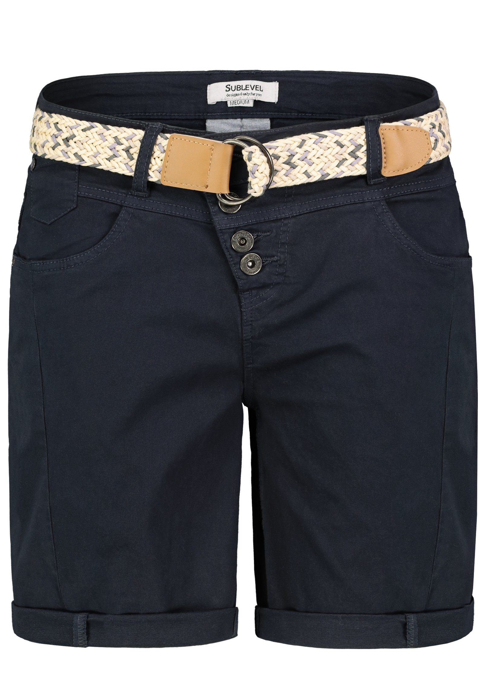 Sublevel Donna Jeans Shorts Pantaloncini Corti Bermuda Denim Elasticizzati