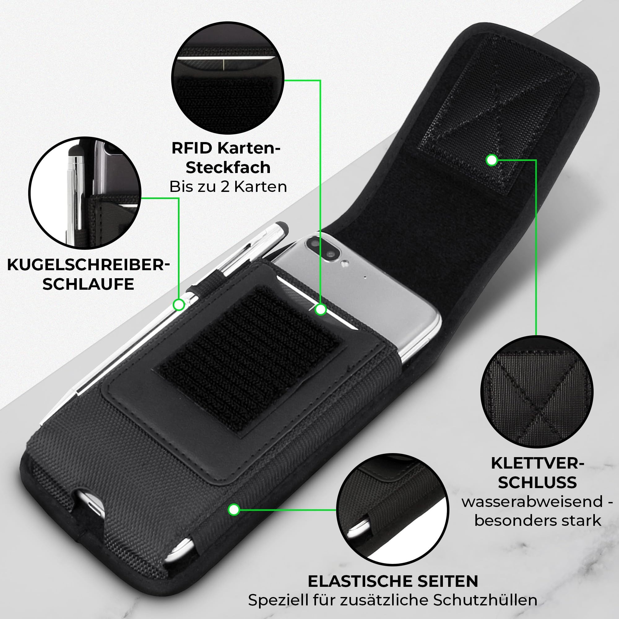 XiRRiX Gürteltasche Handytasche Gürtel - Smartphone Tasche Gürteltasche – Handy Holster (Smartphone Tasche kompatibel mit iPhone 17, 17 Pro, 17 Pro Max, Air, schwarz), mit Gürtelschlaufe, ideal für die Arbeit!