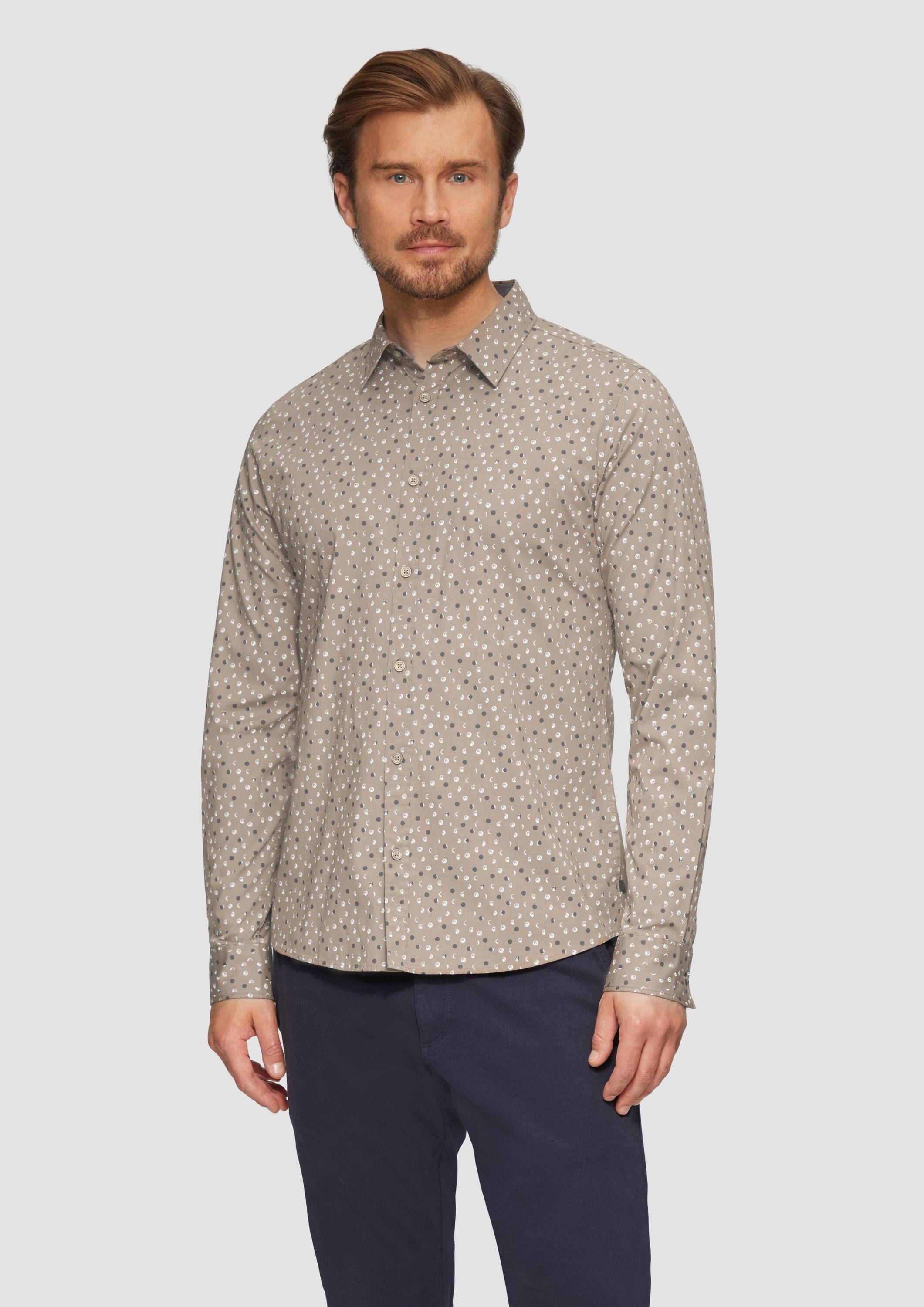 s.Oliver Langarmhemd Hemd Slim Fit: Gemustertes Popeline-Hemd mit Kentkrage günstig online kaufen