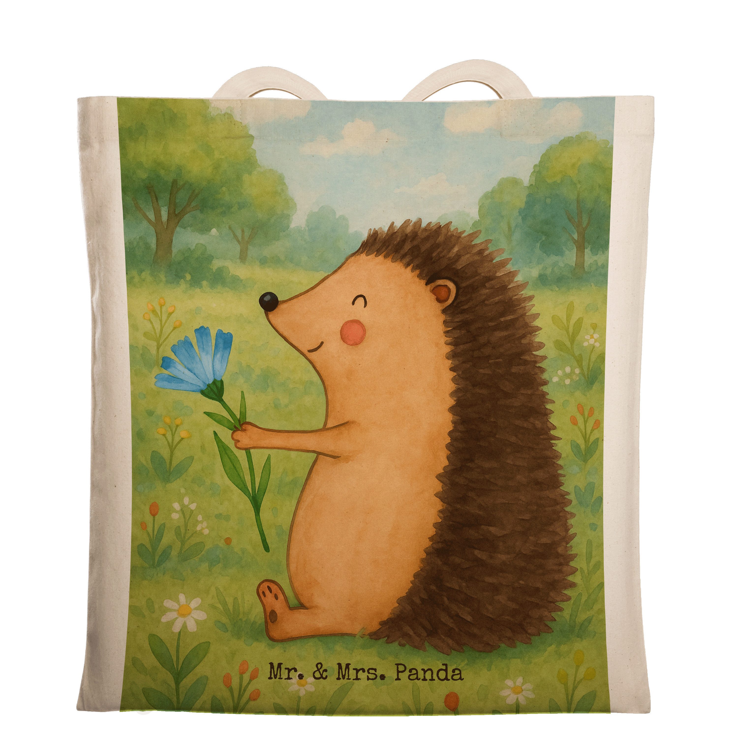 Tragetasche Igel Blumen Design, Tote Bag, Weiß, Tasche, Krankheit, Stoffbeutel, B