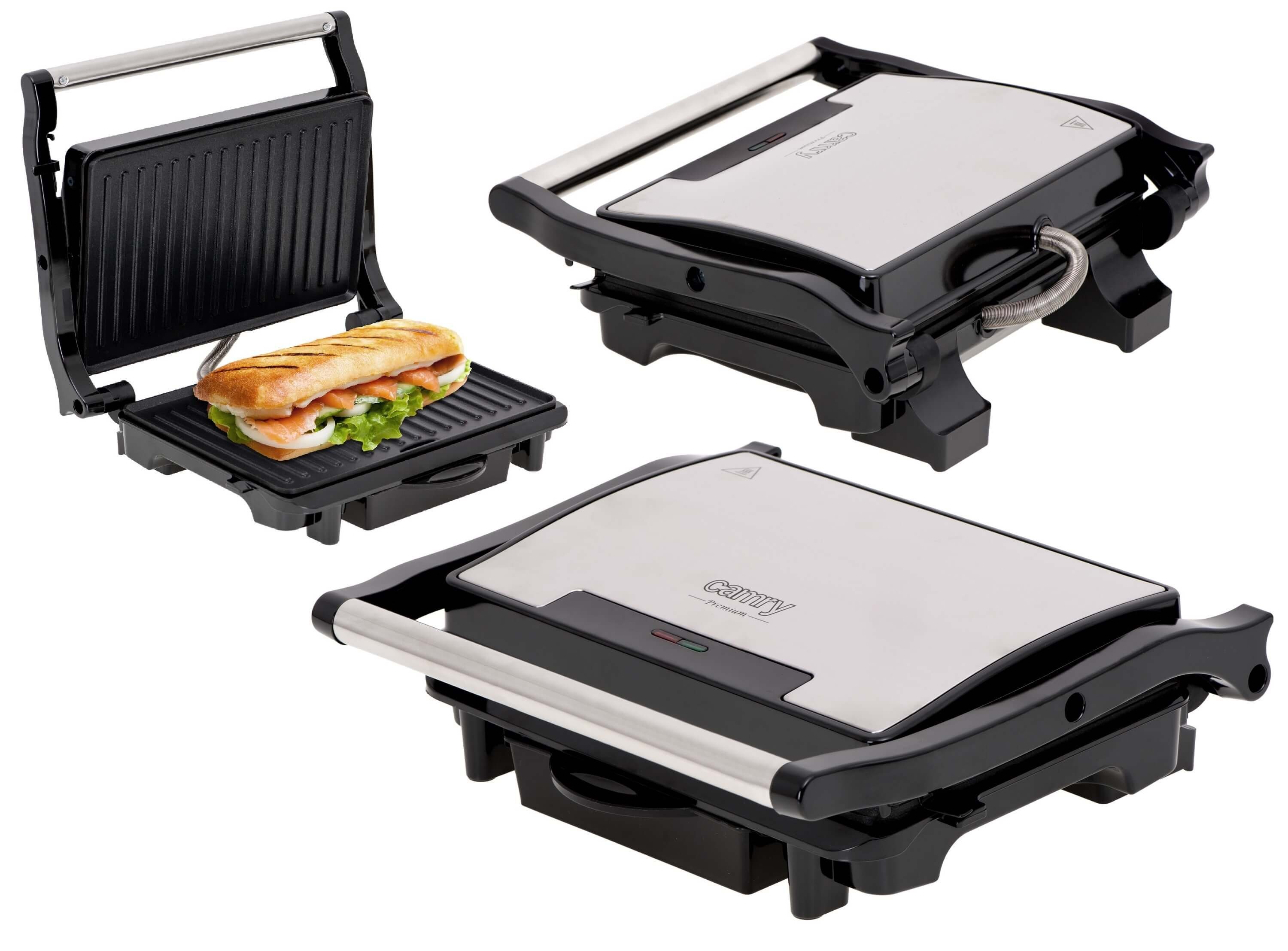 CR-3044, Edelstahlgehäuse, Cool-Touch-Technologie, Kontaktgrill Antihaftbeschichtung W, 2100 Camry