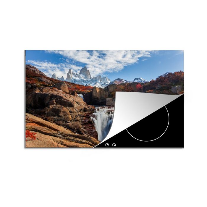 MuchoWow Herdblende-/Abdeckplatte Wasserfall inmitten von Felsen im Patagonien-Nationalpark in Chile Vinyl (1 tlg) induktionskochfeld Schutz für die küche Ceranfeldabdeckung