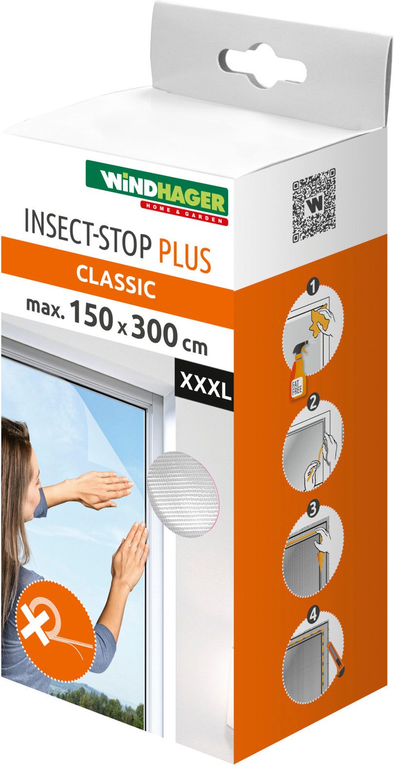 Windhager Moskitonetz Plus für Fenster, Klettband Insektenschutz ohne bohren, 150 x 300 cm (1 St), Insektenschutzgitter, Moskitonetz erhältlich in anthrazit oder weiß