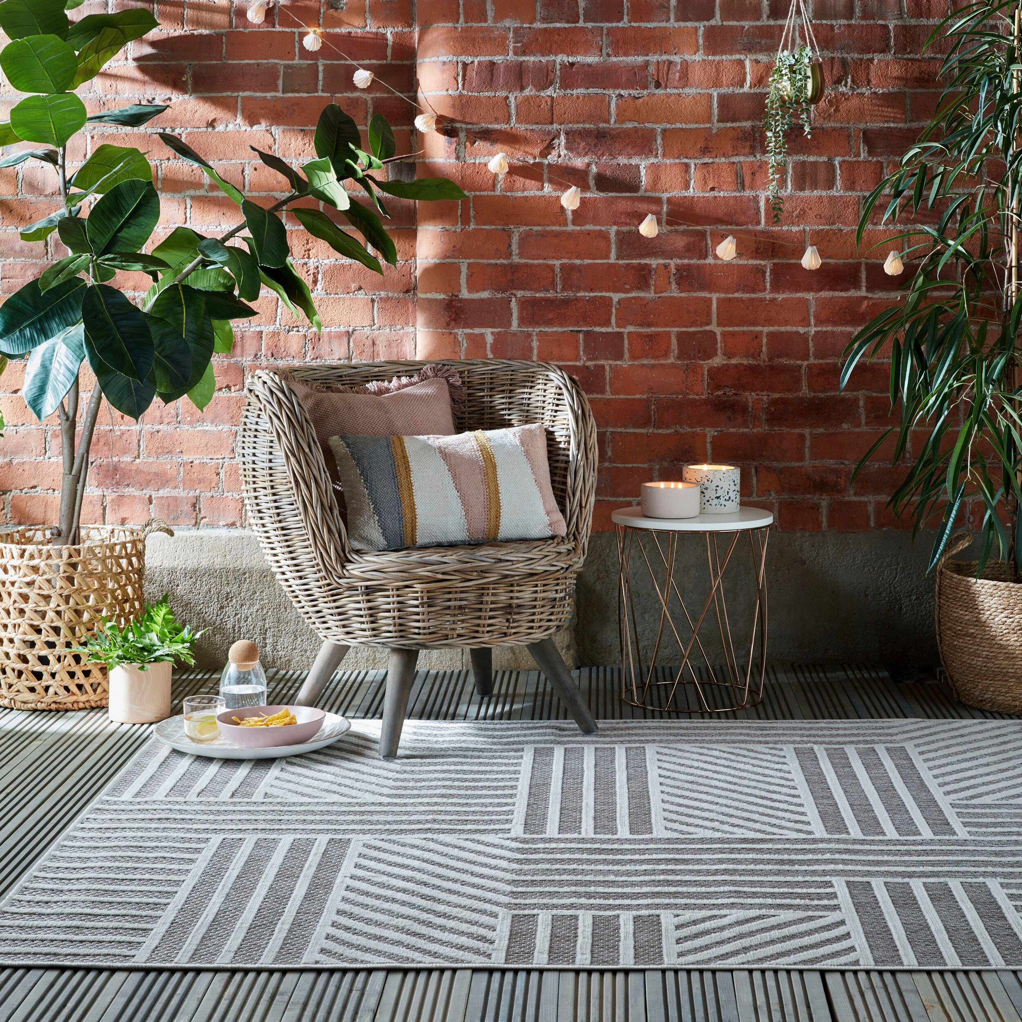 und Outdoor Teppich geeignet, In- rechteckig, RUGS, mm, FLAIR Höhe: Boho gemustert wetterfest, Blocks, Look, 7