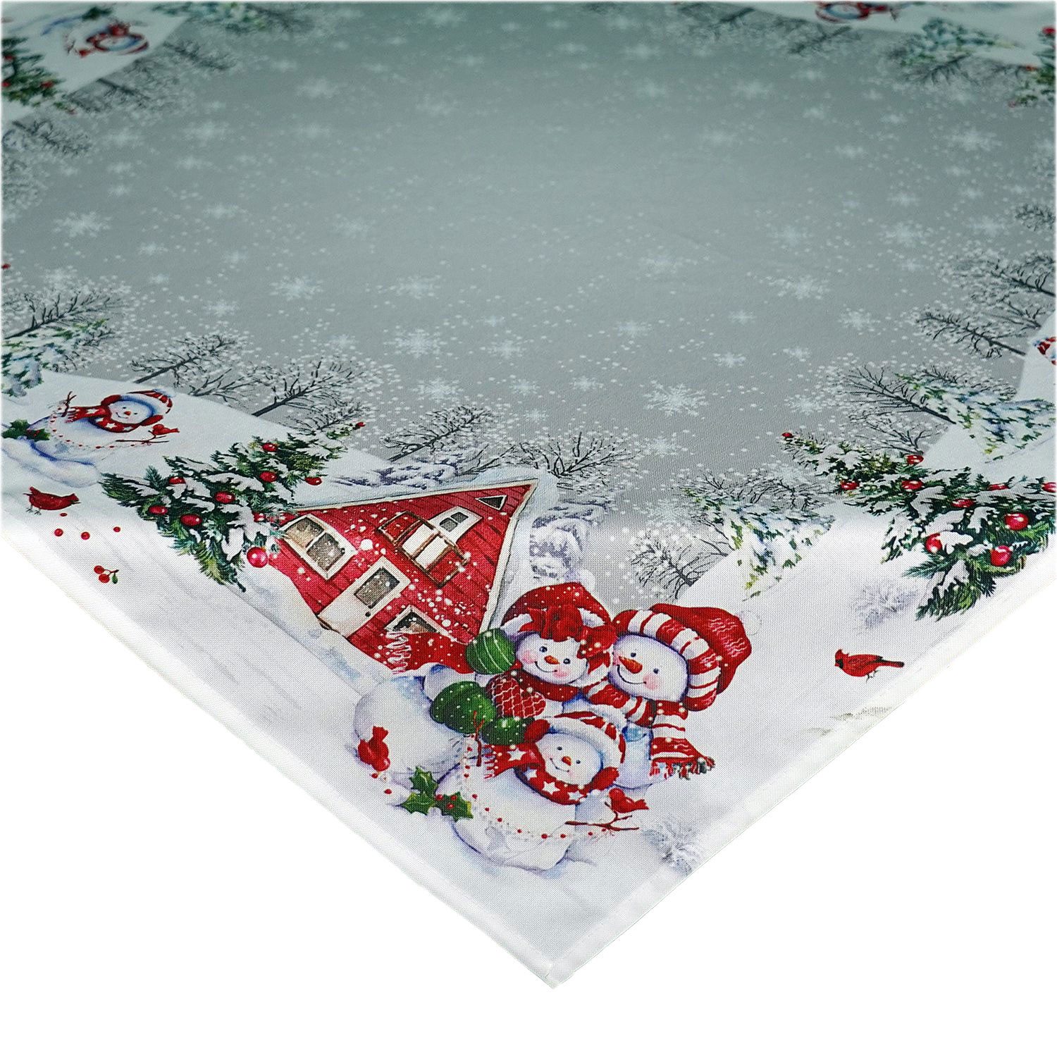 texpot Tischdecke Tischwäsche Druck Schneemannfamilie farbig Winter Weihnachten (1-tlg)