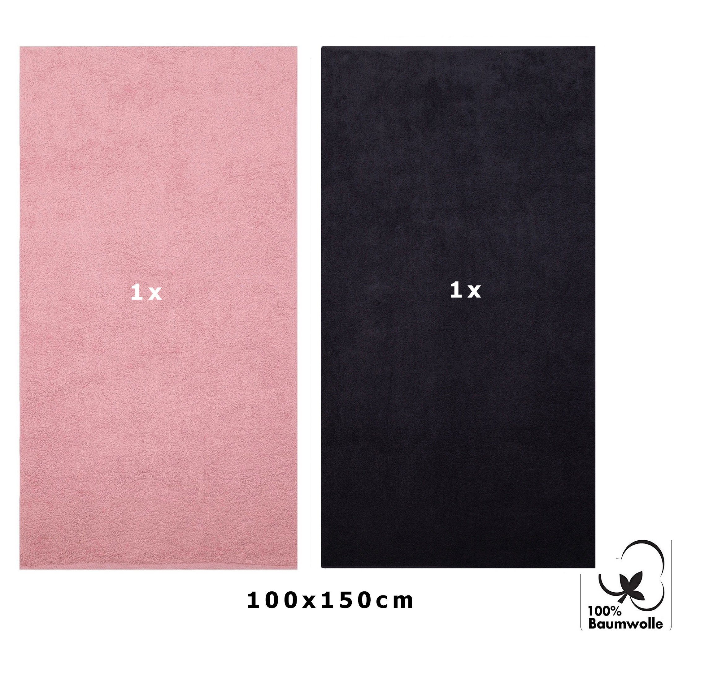 Betz Duschtücher Maxi 2 Stück BERLIN XXL Badetuch 100x150 cm lotus und graphit, 100% Baumwolle (Set)