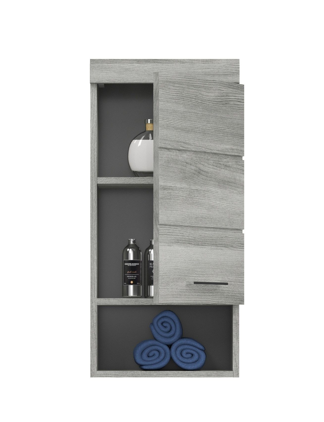 xonox.home Hängeschrank in Rauchsilber - 37x79x24cm (BxHxT)