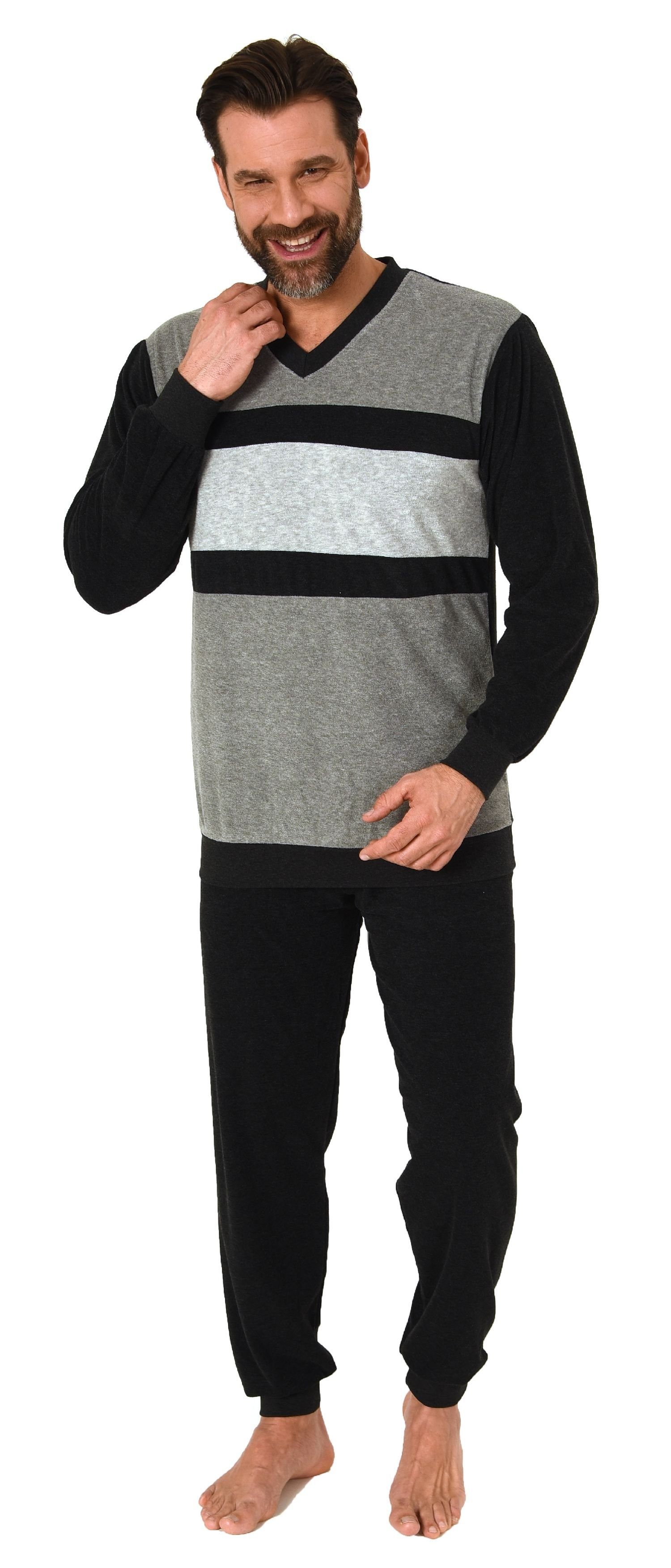 Normann Pyjama Herren Frottee langarm Schlafanzug günstig online kaufen