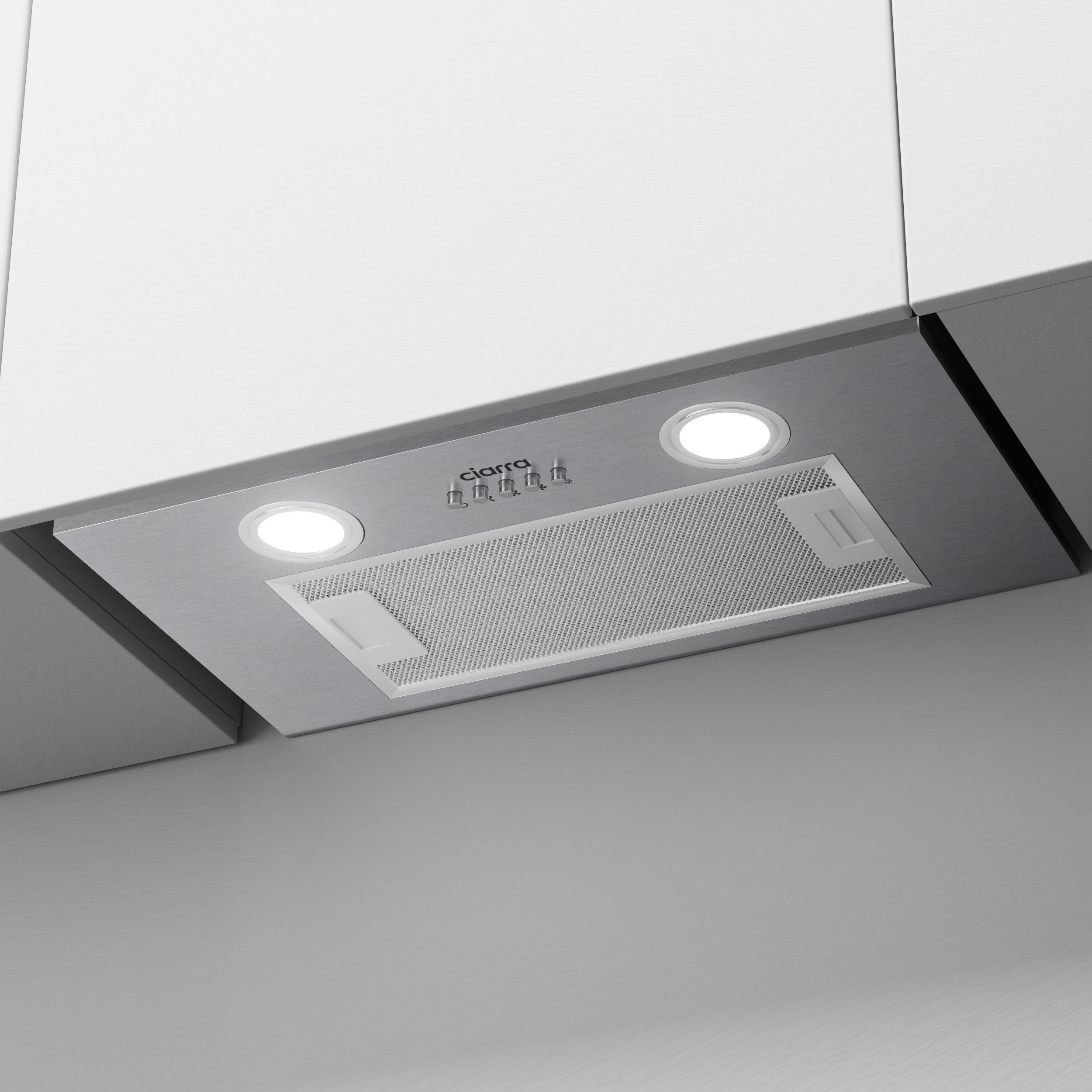 CIARRA Unterbauhaube 52 cm Einbauhaube leise für Küchenschrank 300 m³/h Abluft CBCS5913A 52 cm Einbauhaube leise für Küchenschrank 300 m³/h Abluft CBCS5913A, Einbau-Dunstabzugshaube aus Edelstahl 3 Stufen mit 2 LED Druckknopf