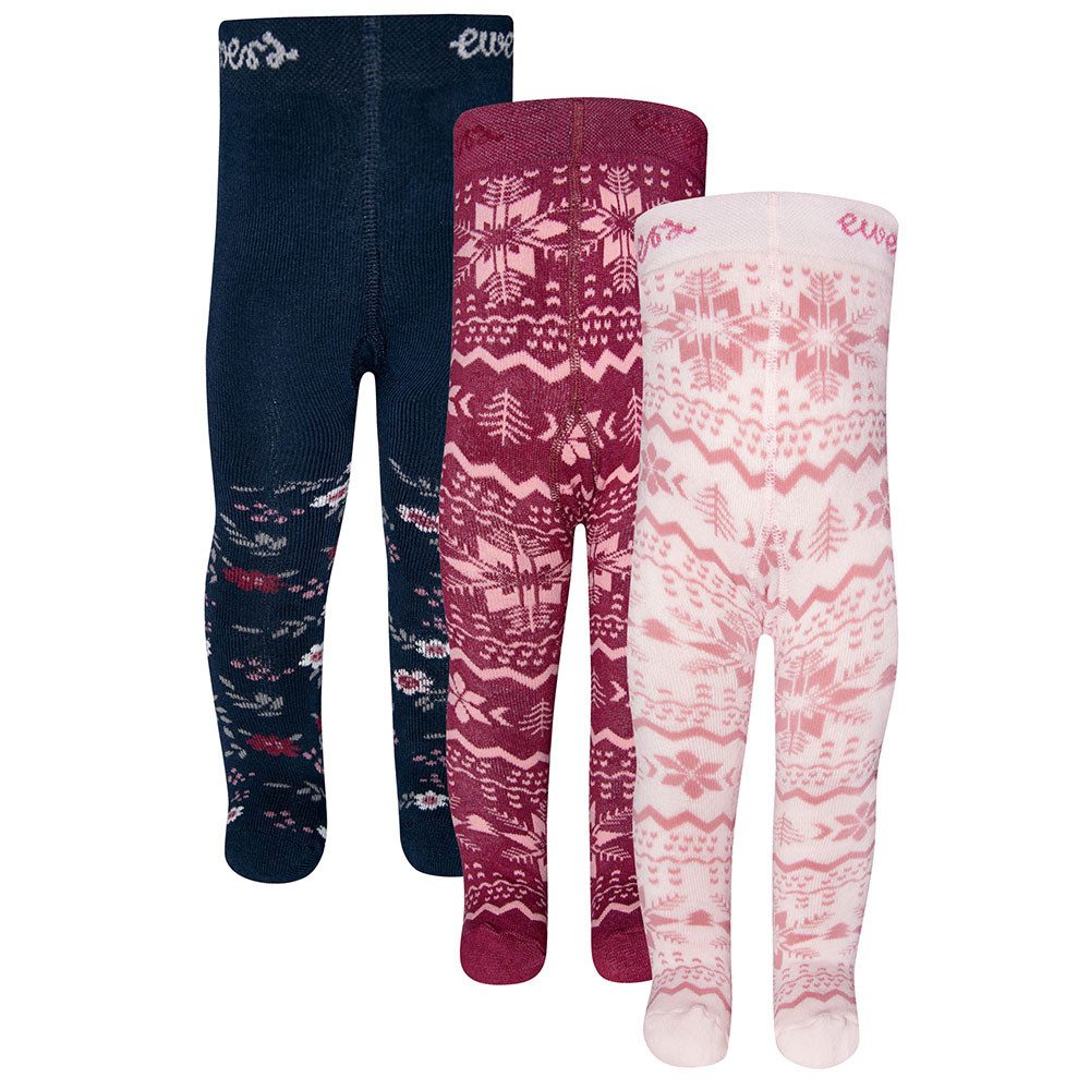 Ewers Thermostrumpfhose Thermo Strumpfhose 3er Pack Blumen 70% Baumwolle, 27% Polyamid, 3% Elasthan